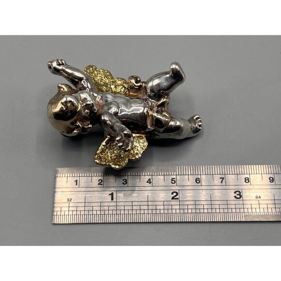 Sterling Silver Winged Cherub Brooch Baby Angel Pin 925 27 Grams - Picture 11 of 11